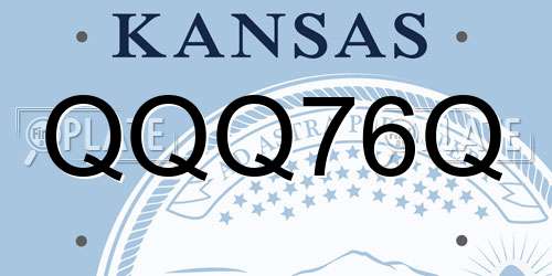 QQQ76Q Kansas License Plate