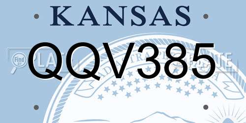 QQV385 Kansas License Plate