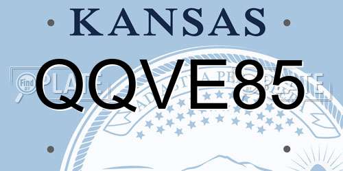 QQVE85 Kansas License Plate