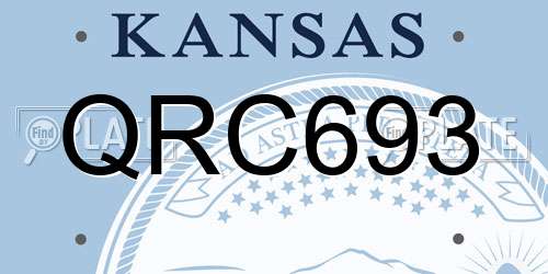 QRC693 Kansas License Plate