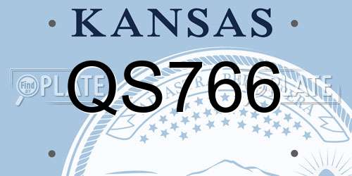 QS766 Kansas License Plate