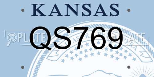 QS769 Kansas License Plate