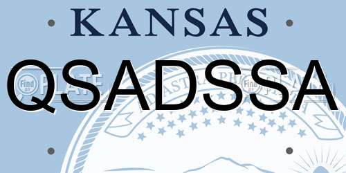 QSADSSA Kansas License Plate