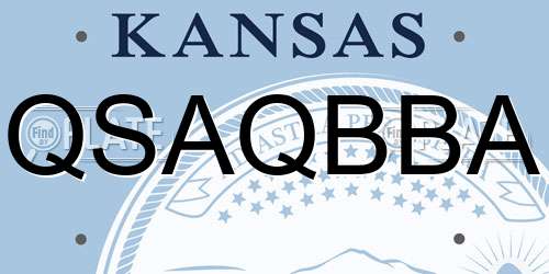 QSAQBBA Kansas License Plate