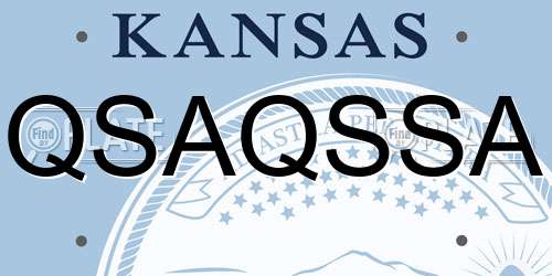 QSAQSSA Kansas License Plate