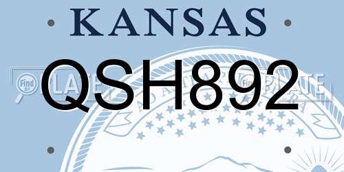 QSH892 Kansas License Plate