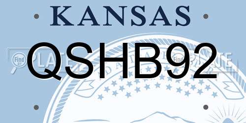 QSHB92 Kansas License Plate