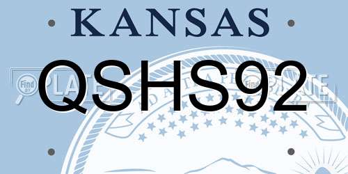 QSHS92 Kansas License Plate