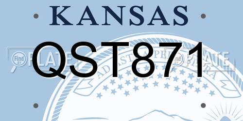 QST871 Kansas License Plate