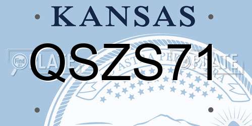 QSZS71 Kansas License Plate