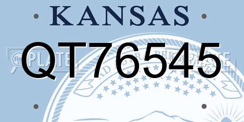 QT76545 Kansas License Plate