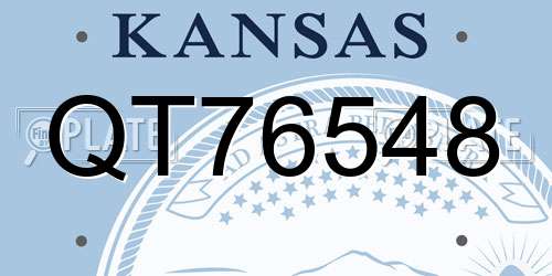 QT76548 Kansas License Plate