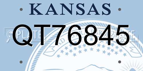 QT76845 Kansas License Plate