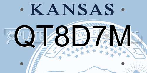 QT8D7M Kansas License Plate