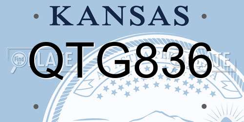 QTG836 Kansas License Plate