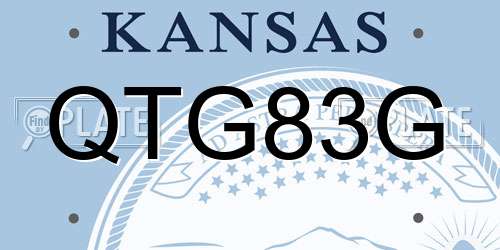 QTG83G Kansas License Plate