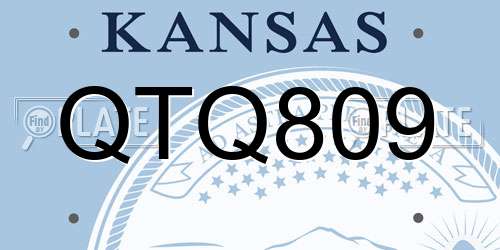 QTQ809 Kansas License Plate