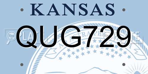 QUG729 Kansas License Plate