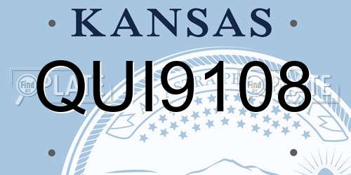 QUI9108 Kansas License Plate