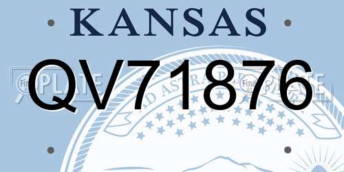 QV71876 Kansas License Plate