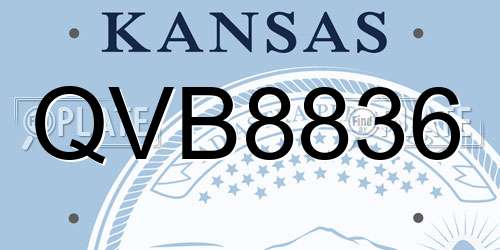 QVB8836 Kansas License Plate