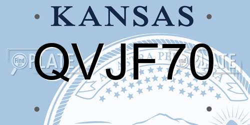 QVJF70 Kansas License Plate
