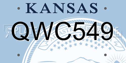 QWC549 Kansas License Plate
