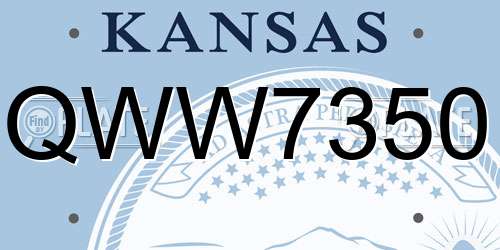 QWW7350 Kansas License Plate