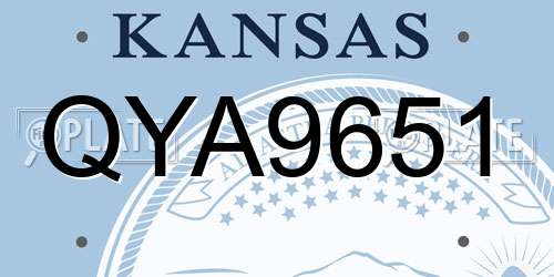 QYA9651 Kansas License Plate