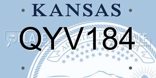 QYV184 Kansas License Plate
