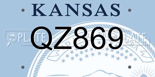QZ869 Kansas License Plate