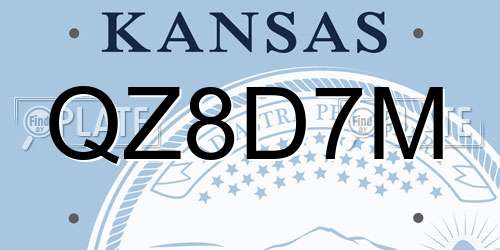 QZ8D7M Kansas License Plate