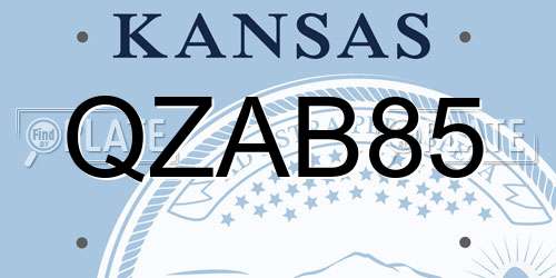 QZAB85 Kansas License Plate