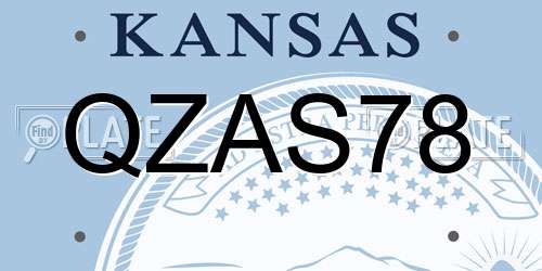 QZAS78 Kansas License Plate