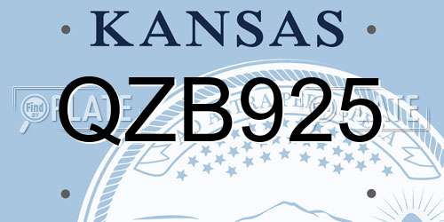 QZB925 Kansas License Plate