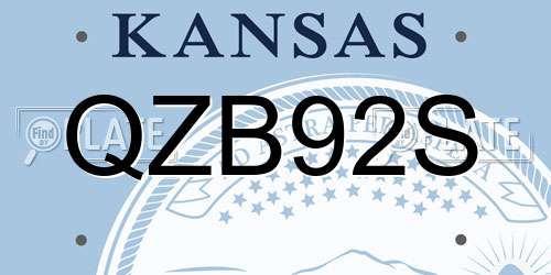 QZB92S Kansas License Plate