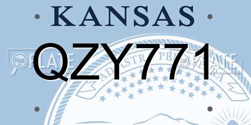 QZY771 Kansas License Plate