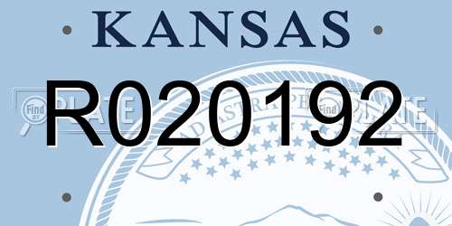 R020192 Kansas License Plate