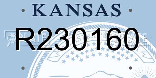 R230160 Kansas License Plate
