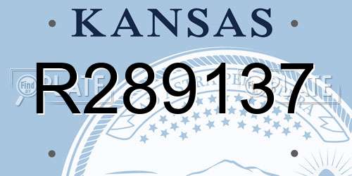 R289137 Kansas License Plate