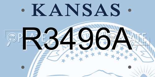 R3496A Kansas License Plate