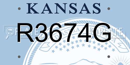 R3674G Kansas License Plate
