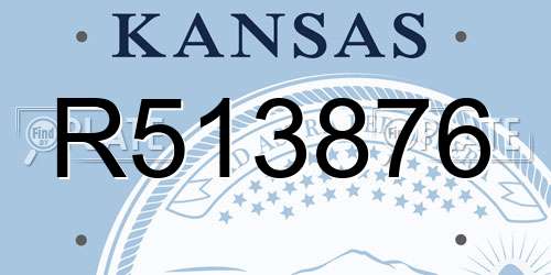 R513876 Kansas License Plate