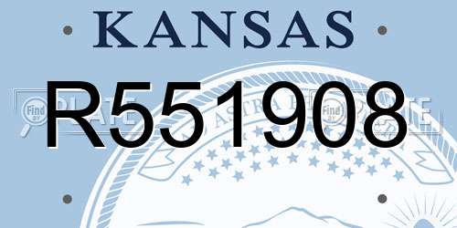 R551908 Kansas License Plate