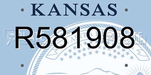 R581908 Kansas License Plate