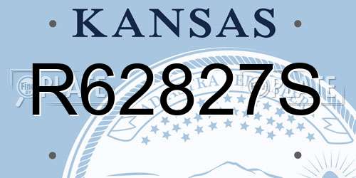R62827S Kansas License Plate