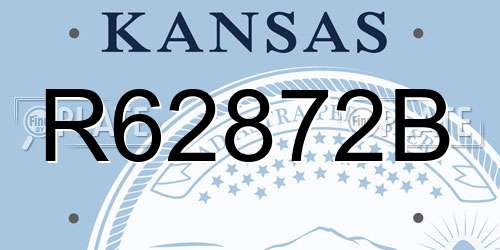 R62872B Kansas License Plate
