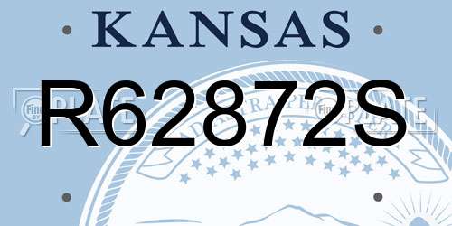 R62872S Kansas License Plate