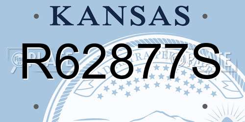 R62877S Kansas License Plate