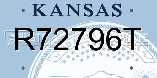 R72796T Kansas License Plate
